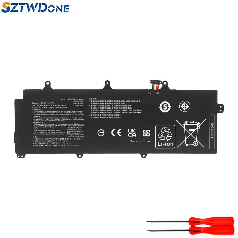 

SZTWDONE C41N1712 Laptop battery for ASUS ROG GX501 GX501V GX501VI GX501VS GX501VSK GX501G GX501GS GX501GI GX501GM 15.4V 50WH