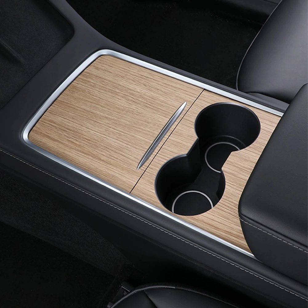 

Car Central Control Panel Sticker Interior Center Console Accessories Wood Grain Film For Tesla Model 3 2021 Model Y 2022