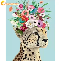 chenistory diy oil painting by numbers leopard flower wall art picture gift drawing picture by numbers animal for living room