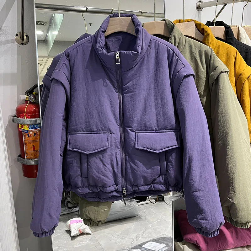 Korean Series Stand Collar Thickened Cotton-Padded Coat Short coat Women 2024 Winter New Warm Loose All-Matching Co...
