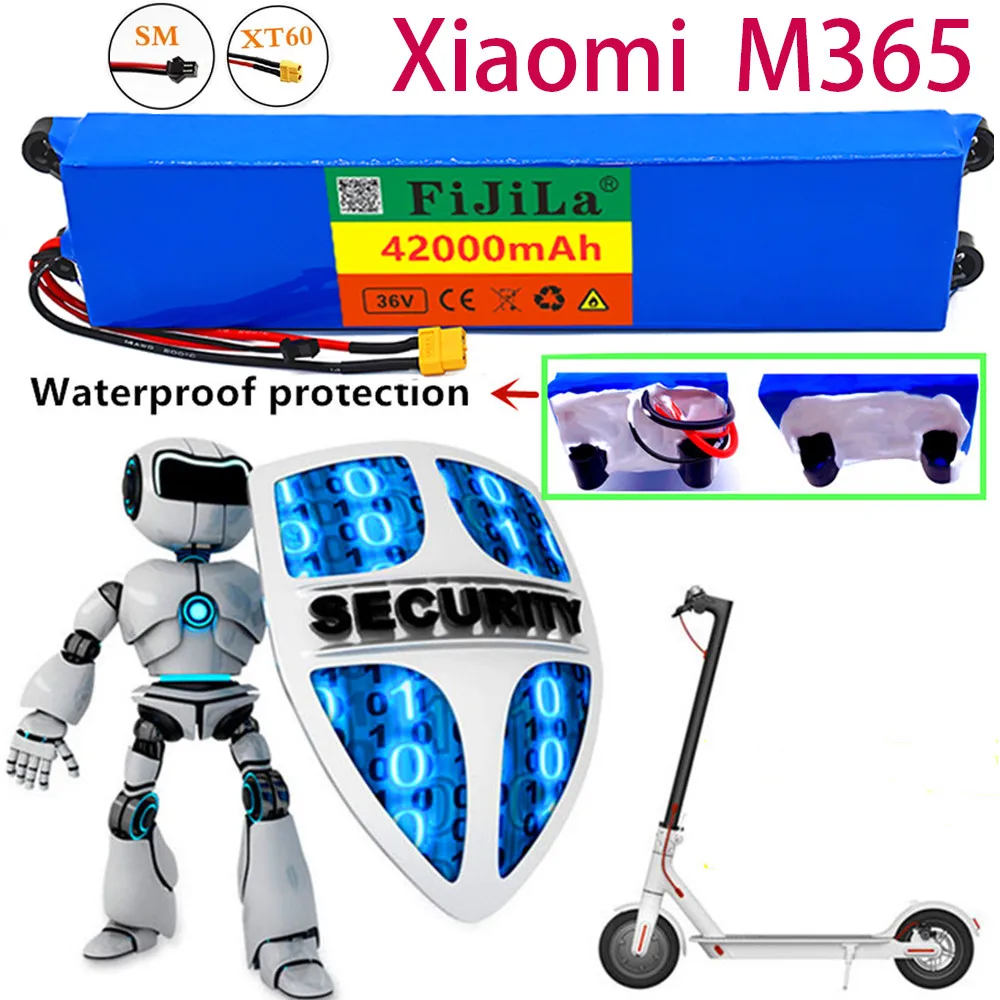 

36V 42Ah 18650 lithium battery pack 10S3P 42000mAh 250W-500W Same port 42V Electric Scooter M365 ebike Power Battery with BMS