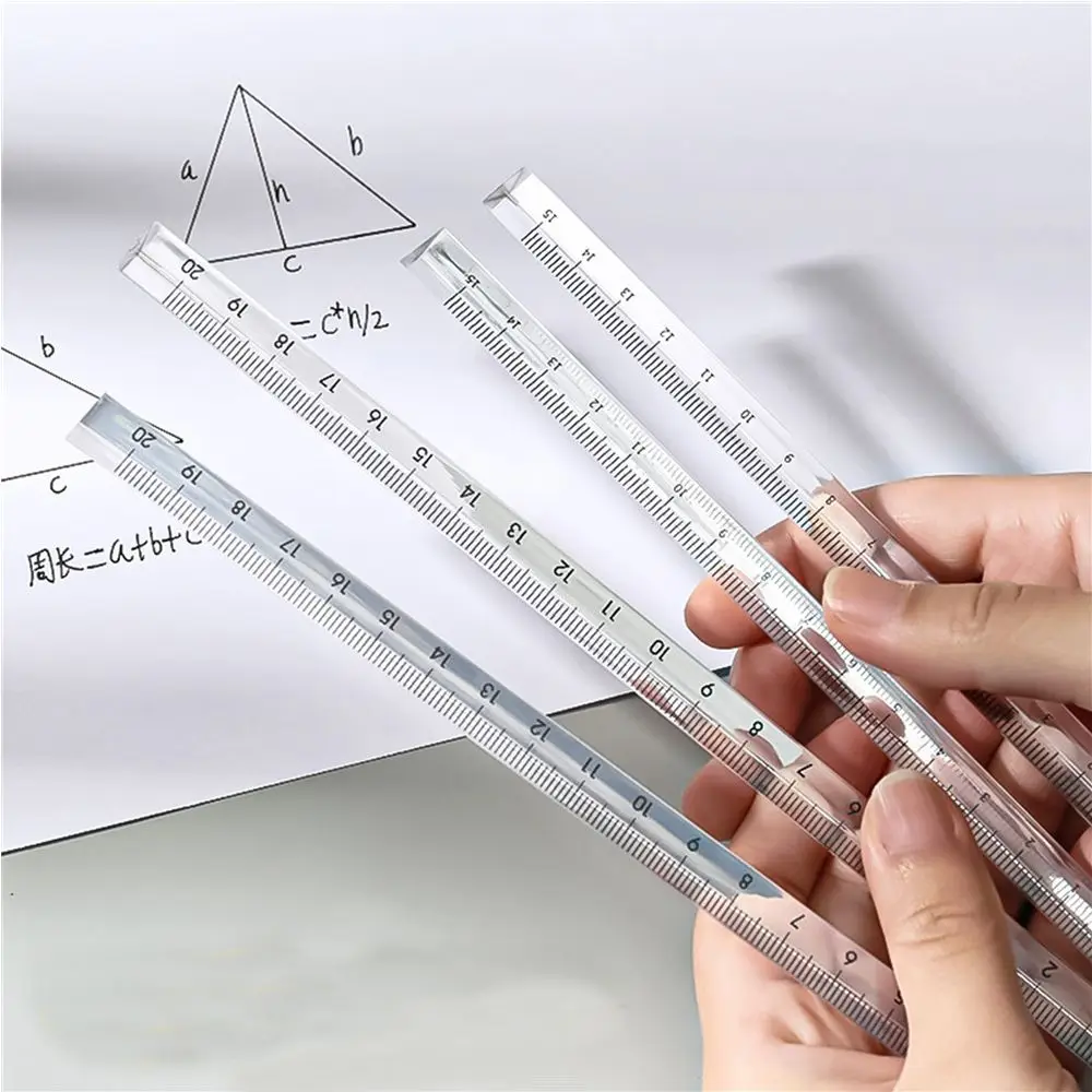 

Acrylic Accurate Scale on Both Sides Measuring Tools Students Stationery Triangular Rulers Transparent Straight Ruler