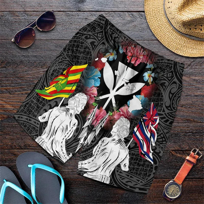 Мужские шорты с гавайской картой Kanaka пляжные короткие штаны для плавания
