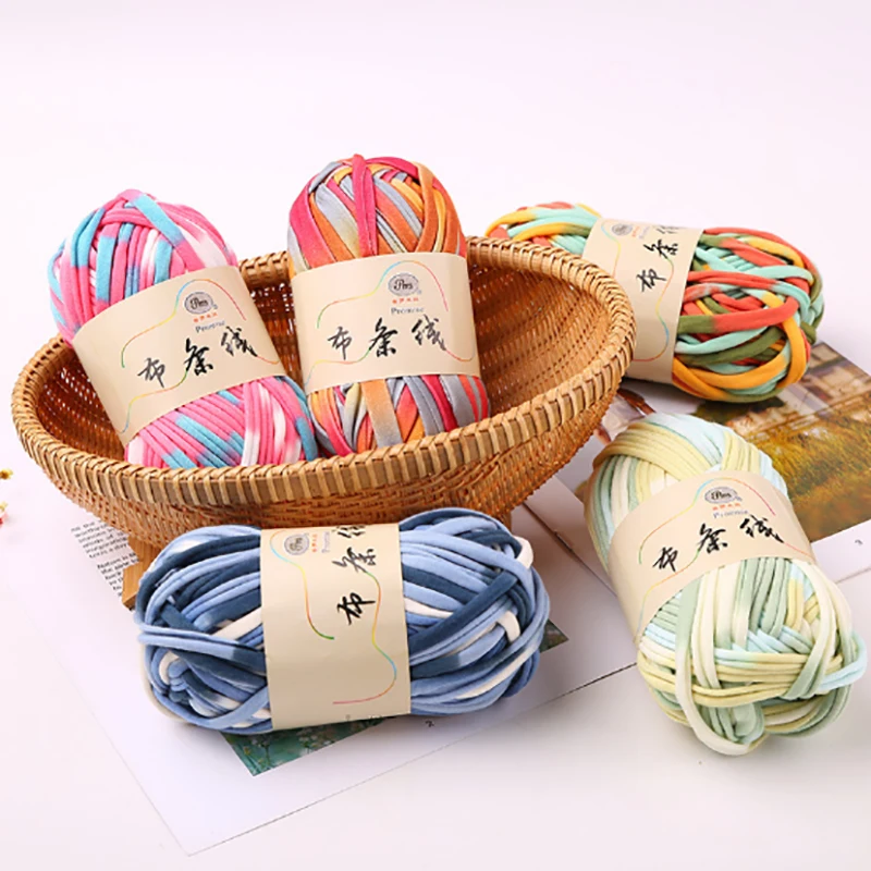 

100g Knit Yarn Linha De Croche Lanas Cloth Yarn for Hand Knitting Blanket Cushion 2cm 30m Colorful Yarn