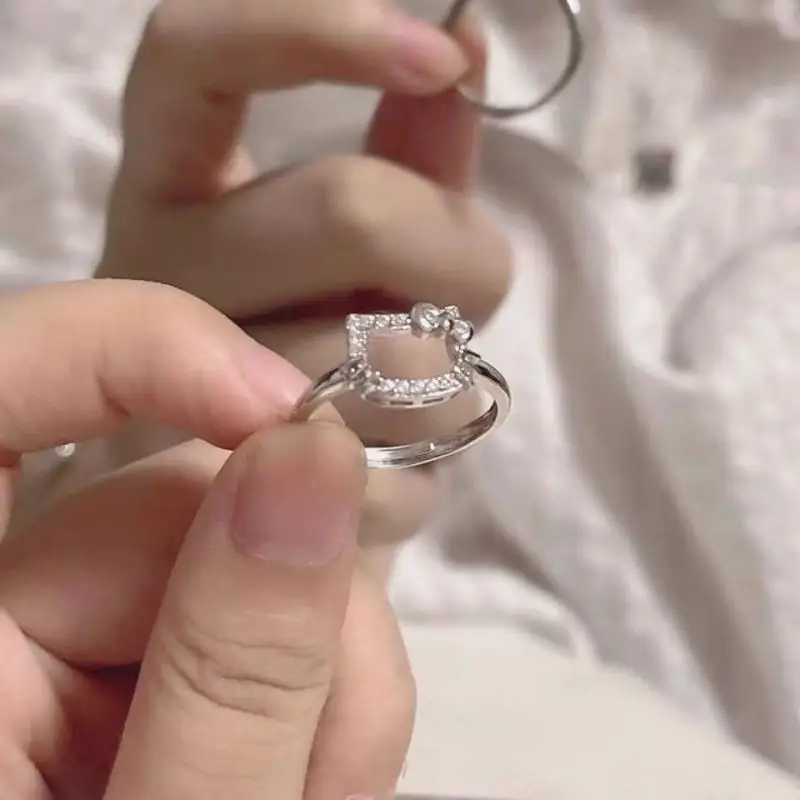 

Hellokittys Kawaii Anime Sanrio Ring Cartoon Cute Sweet Time Y2K Jewelry Accessories Best Birthday Gift