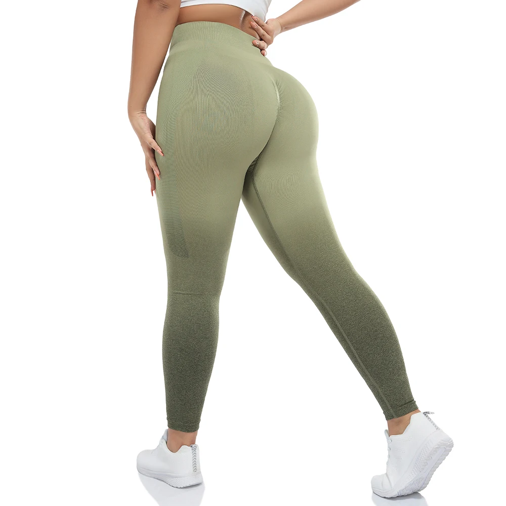 Seamless High Waist Leggings Fitness Women Gradient Push Up Yoga Pants Workout Tights Sport Trousers Jogging Cycling Gym Clothes