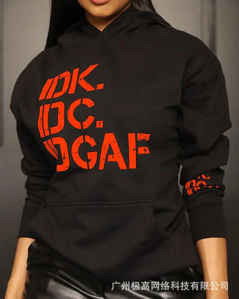 

Letter Print Long Sleeve Casual Hoodie Women Fashion Casual Spring Summer Pullover Hoodie Sweatshirt Hooded