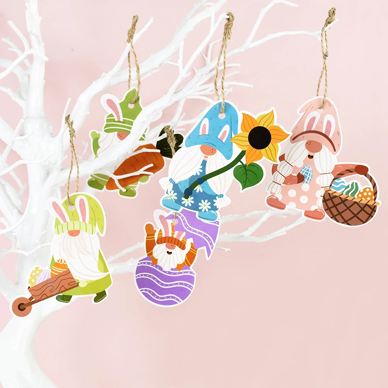 8Pcs Bunny Faceless Dwarf Easter Egg Wiszące zawieszki Ozdoby Wesołych Świąt Wielkanocnych Dekoracja do domu DIY Craft Decor Supplies