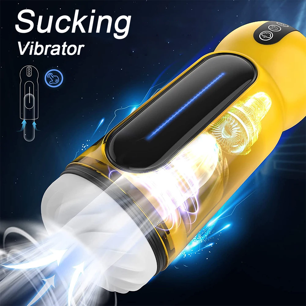 Male Sucking Masturbator Equipment Men Vibrator Toys With Headphones Automatic heating Man Masturbation Sextoy Automatic Heating