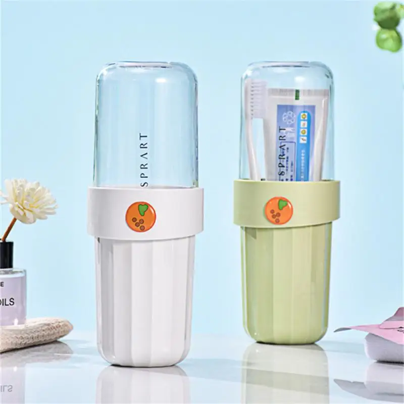 

Portable Travel Wash Cup Mouthwash Cup With Handle Toothbrush Toothpaste Storage Box Home Organizer Bathroom Accessories