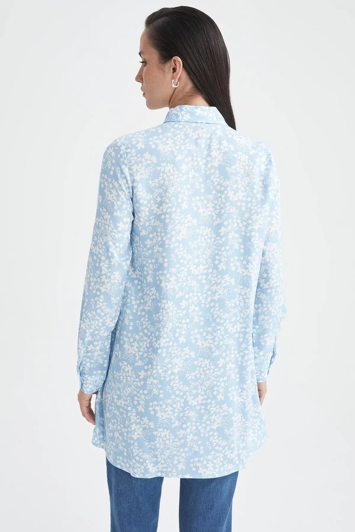 

Blue Polka Dot Women's Tunic shirts Relax Fit Muslim Tunic 2021 Fashion