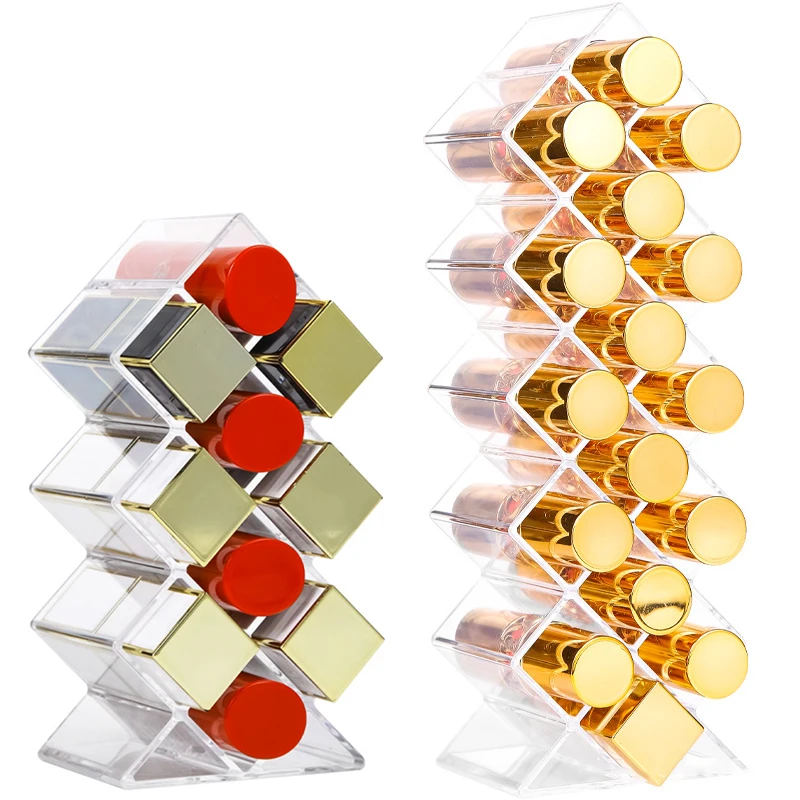 

10/16/28 Grids Cosmetic Lipstick Jewelry Box Case Lipstick Storage Box Plastic Makeup Organizer Storage Case Container