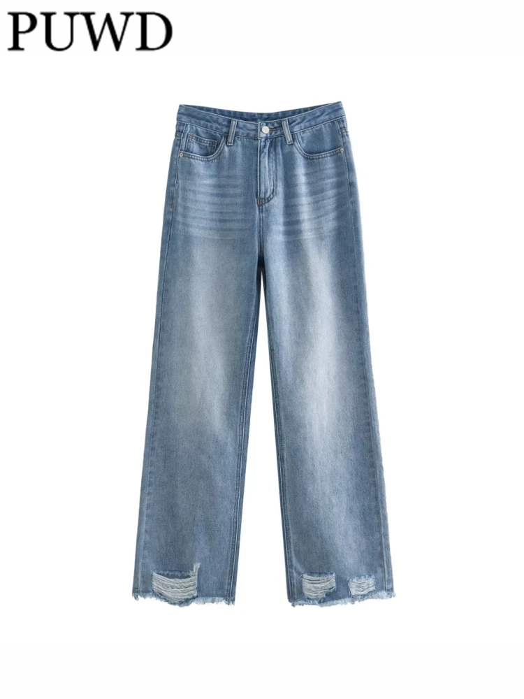 

Женские джинсы на молнии, с кисточками и широкими штанинами