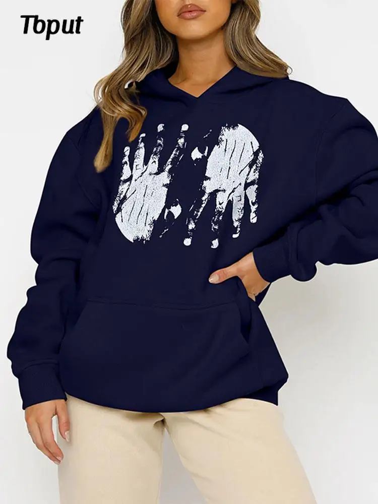 

Women Fashion Printing Street Sweatshirt Female Oversize Long Sleeves Hooded Top Ladies Autumn Winter Loose Casual Warm Clothes