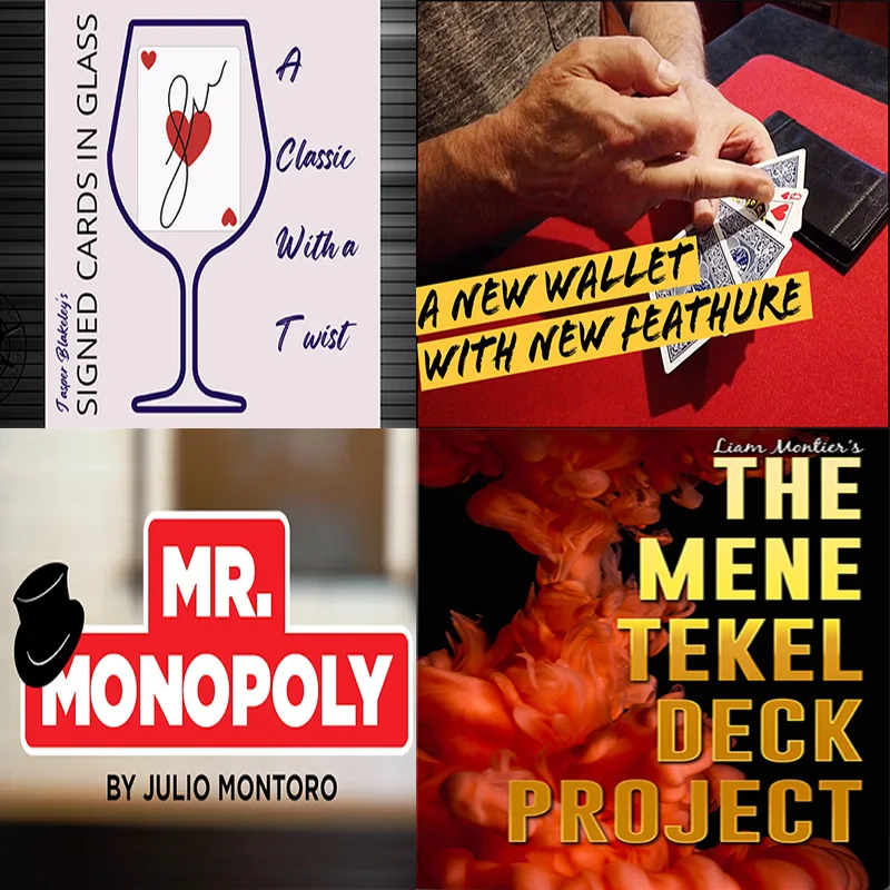 

Signed Cards In Glass by Jasper ,JPV Wallet by Jean-Pierre ,The Mene Tekel Deck Project by Liam Montier ,Mr. Monopoly by Julio