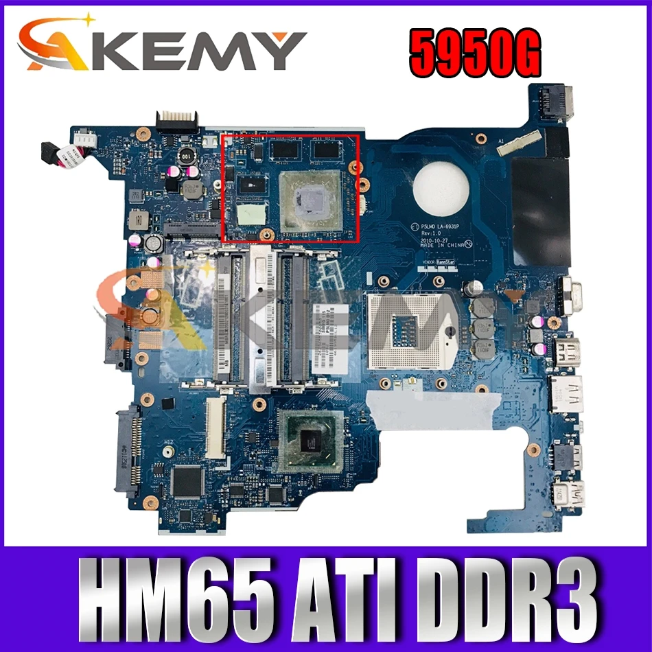 

AKEMY Original MBRA502002 P5LM0 LA 6931P Mainboard for acer aspire 5950G laptop motherboard HM65 ATI graphics DDR3