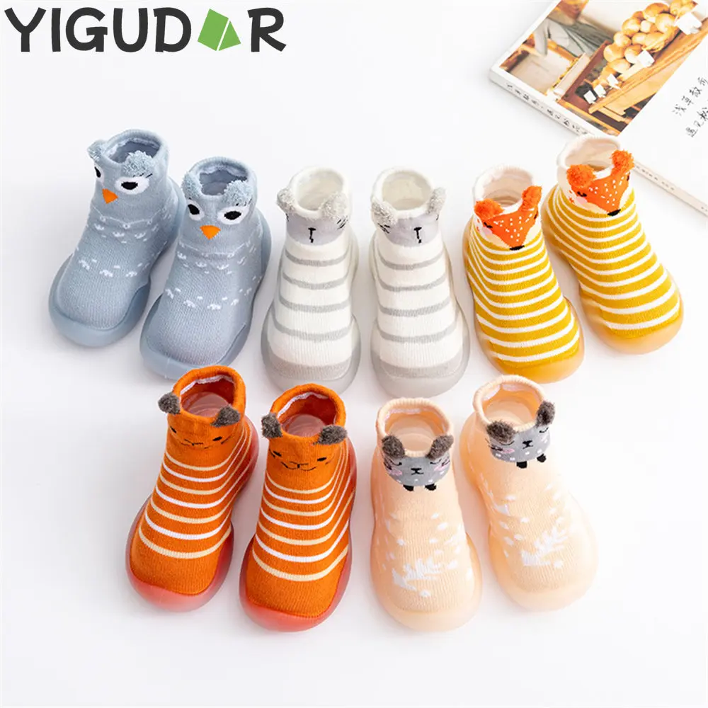 

Baby Toddler Shoes Boys Girls Infant First Walker Children Cartoon Animal Soft Rubber Sole Socks shoes Knit Anti-slip Booties