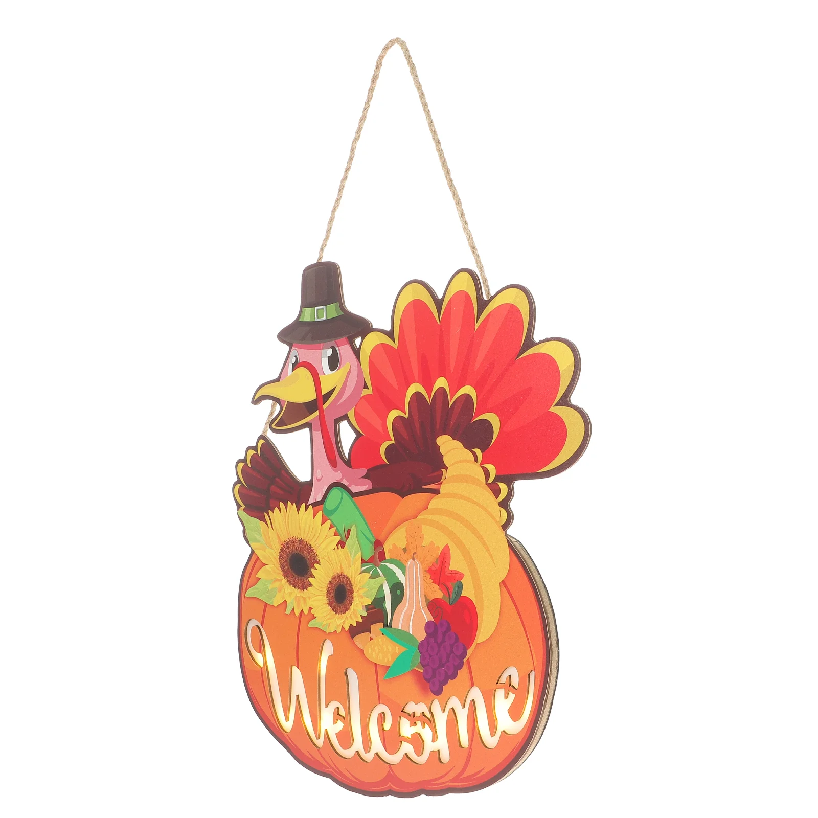 

Sign Thanksgiving Door Fall Welcome Wreath Hanging Autumn Front Decorations Harvest Turkey Pumpkin Party Wooden Home Plaque Wall