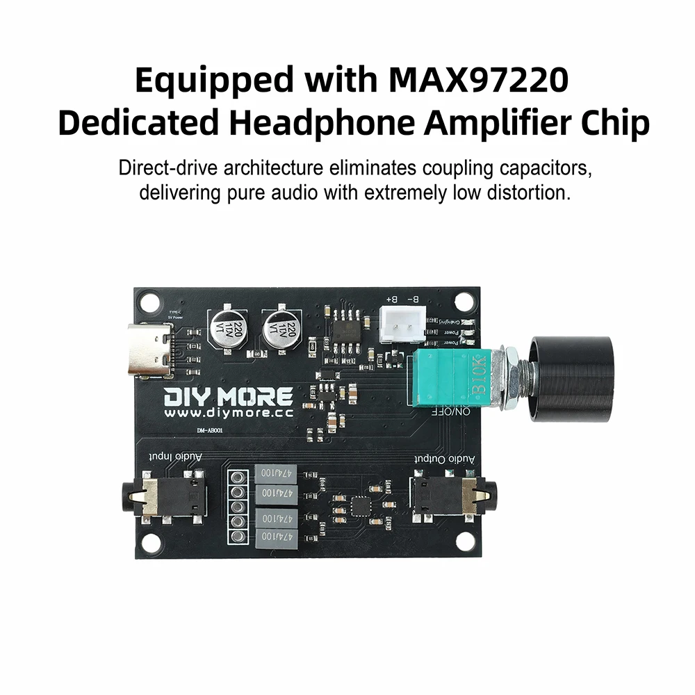 Фото DC 3.7V-5V DM-AB001 стерео модуль усиления наушников MAX97220 чип 3,5 мм модуль усиления наушников USB звуковая карта динамик №2