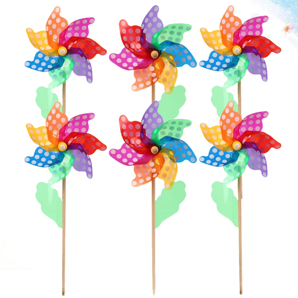 

6 Pcs Out Door Decor Pinwheel Garden Pinwheels Toy Rainbow Wind Spinners Party Pinwheel