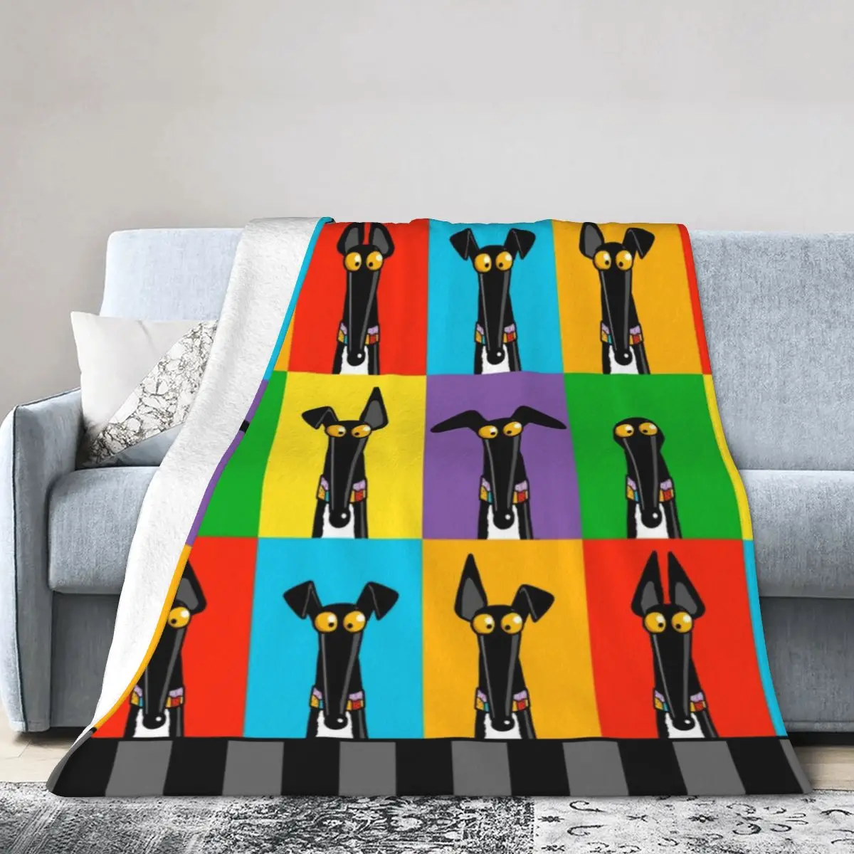 

Greyhound Semaphore With Border Blankets Soft Warm Flannel Throw Blanket Plush for Bed Living room Picnic Travel Home Couch