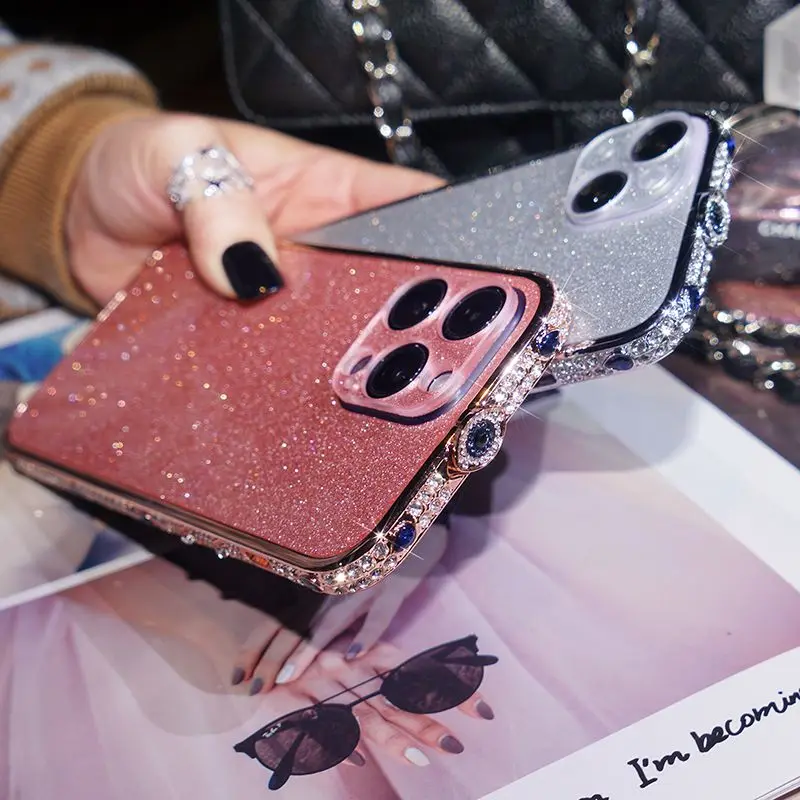 Rhinestone for Apple 13promax Phone Case Metal Frame Iphone14promax Noble Luxury Trend