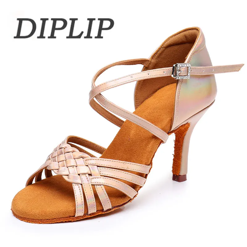 Diplip Dance Shoes Latin Women Soft High Heel Dancing Shoes PU Silk Tango Ballroom Professional Dancing 5.5 / 7.5 /  8.5cm Shoes