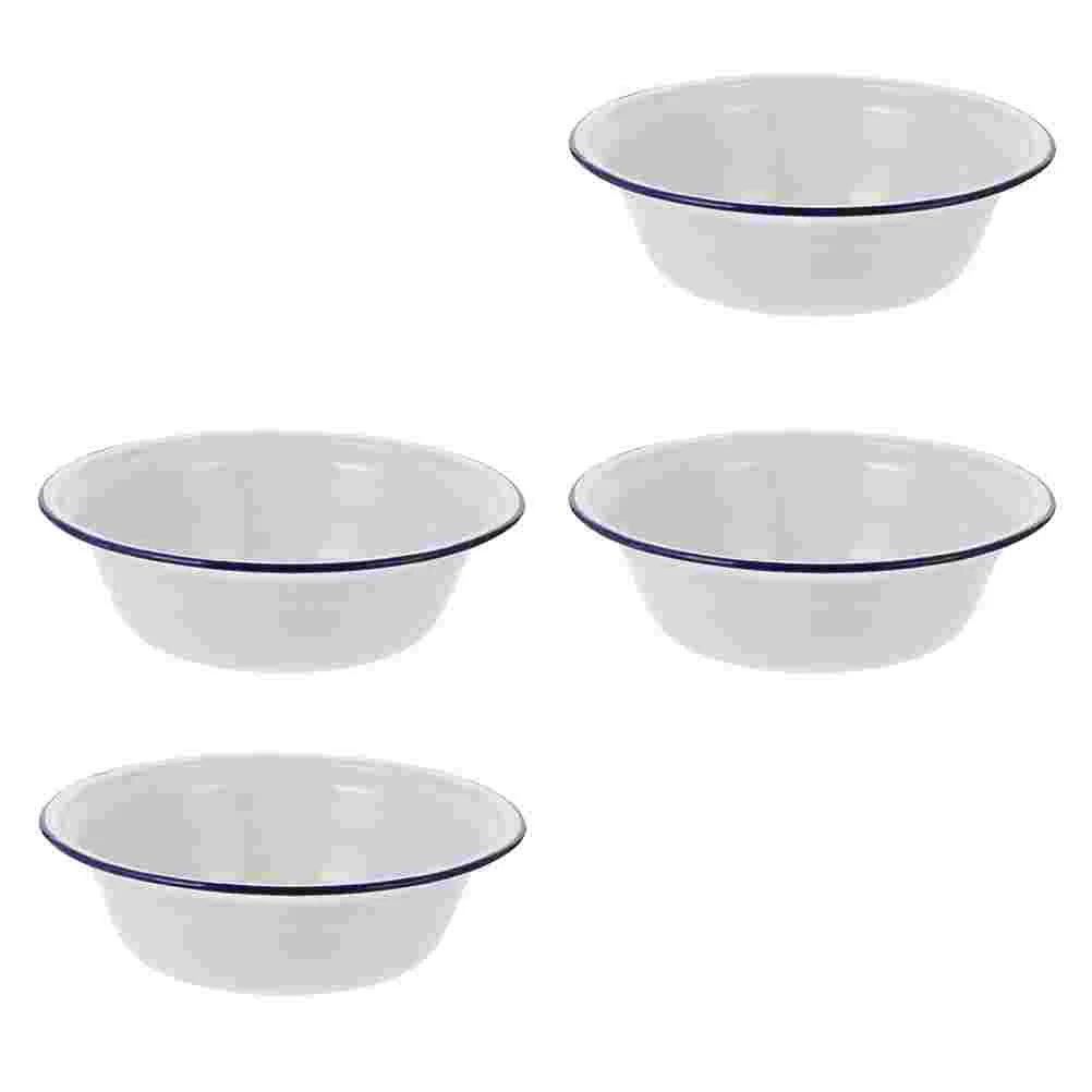 

4 Pcs Salad Serving Utensils Storage Bowls Round Platter Noodle Enamelware Grease Container Vegetable Nesting Kitchen
