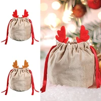 1pc christmas candy bag velvet antlers bags with drawstring bunny ear bag gift bag packing bag party decoration