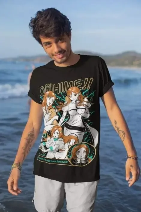 Футболка Orihime Inoue Zaraki Kenpachi Bleach Anime Ichigo Aizen Рубашка всех размеров