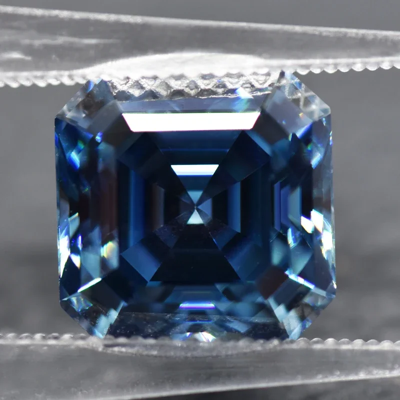 Муассанит камень Asscher сапфировый синий с сертификатом GRA тестер бриллиантов для