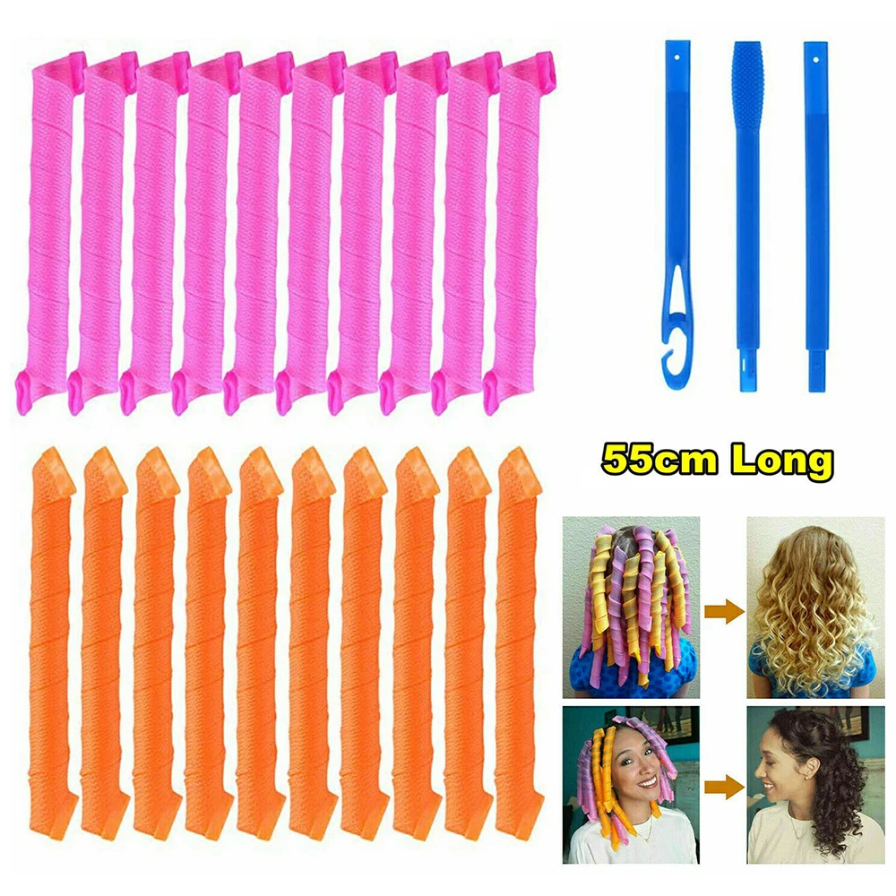 

55 см DIY ролик для волос Волшебные Спиральные Локоны Набор для укладки мягкая без тепла прическа Вэйвер завивка бигуди палка Красота Макияж и...