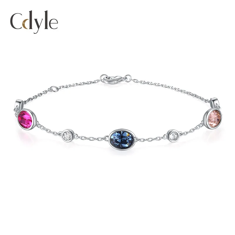 

New Bracelet Women's All-Match White Gold Plated Shijia Austrian Crystal Element Bracelet European and American Hot