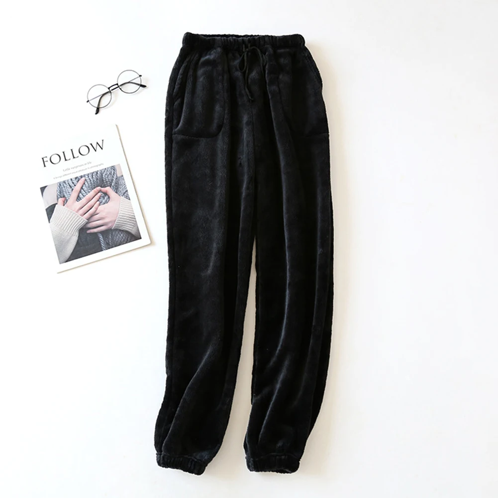 Mens Winter Warm Fleece Sleep Drawstring Pants Flannel Pajama Plush Lounge Pants Coral Bottoms Trousers Homewear