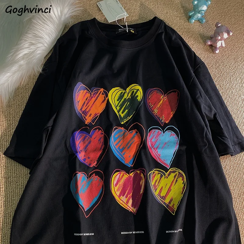 

T-shirts Women Hand-painted Design Ins Summer New Tops Breathable Simple All Match Loose Short Sleeves O-neck Casual Cozy Trendy