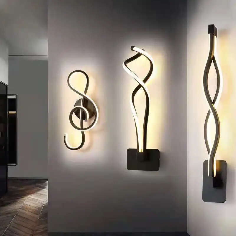 Modern Minimalist Wall Lamps Living Room Bedroom Bedside Luster Creative Wave LED Indoor White Lamp Aisle Lighting Decoration