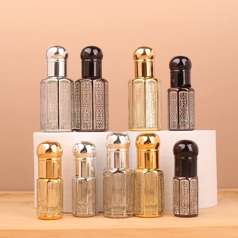 

3ML6ML12ML Perfume Essential Oil Glass Roller Ball Bottles Gold Luxury Electroplating Carve Sample Vials Travel Gifts Refillable