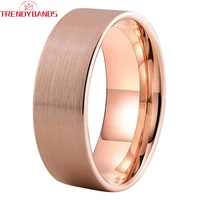wholesale 6mm 8mm rose gold tungsten carbide rings wedding bands for women men flat trendy jewelry brushed finish comfort fit