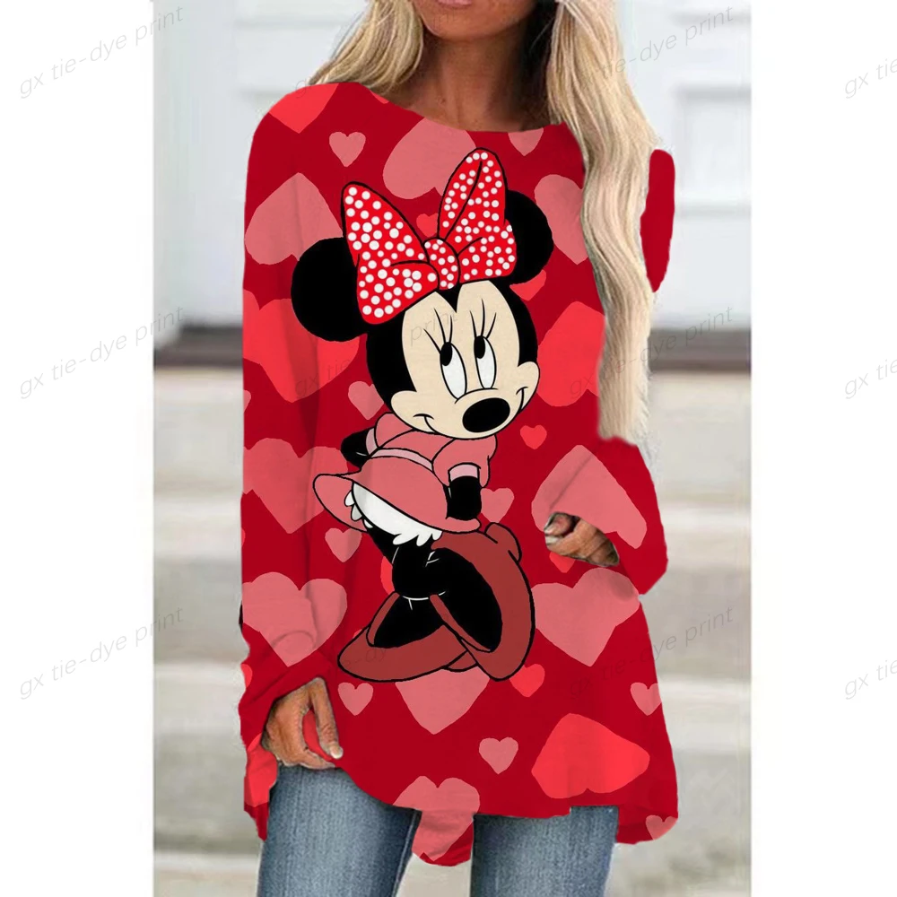 

Disney Minnie and Mickey 3D Printed Women's T-Shirt Autumn New Long Sleeve T-Shirt Women's Fashion Clothing Funny Harajuku Tops