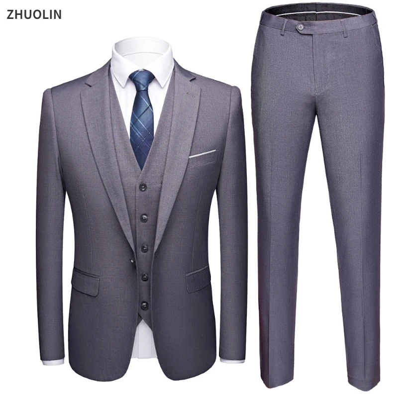 Men Blazers Set Wedding 3 Pieces Elegant 2 Suit Luxury Full Coat Pants Design Latest Vest Business 2023 Slim Fit Jacket Trousers