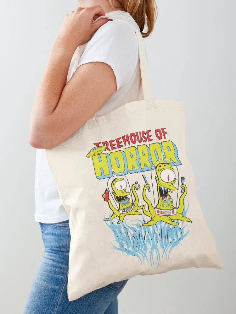 Фото Сумка-тоут Treehouse of Horror Kang and Kodos, милая сумка-кошелек, портативная сумка для покупок, женская сумка-тоут №1