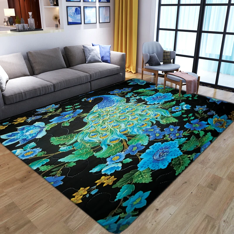 

Ковры 3D Dreamlike с павлином и цветами для гостиной, спальни, прикроватного дивана, коврик для пола, нескользящий коврик для ванной, домашний декор