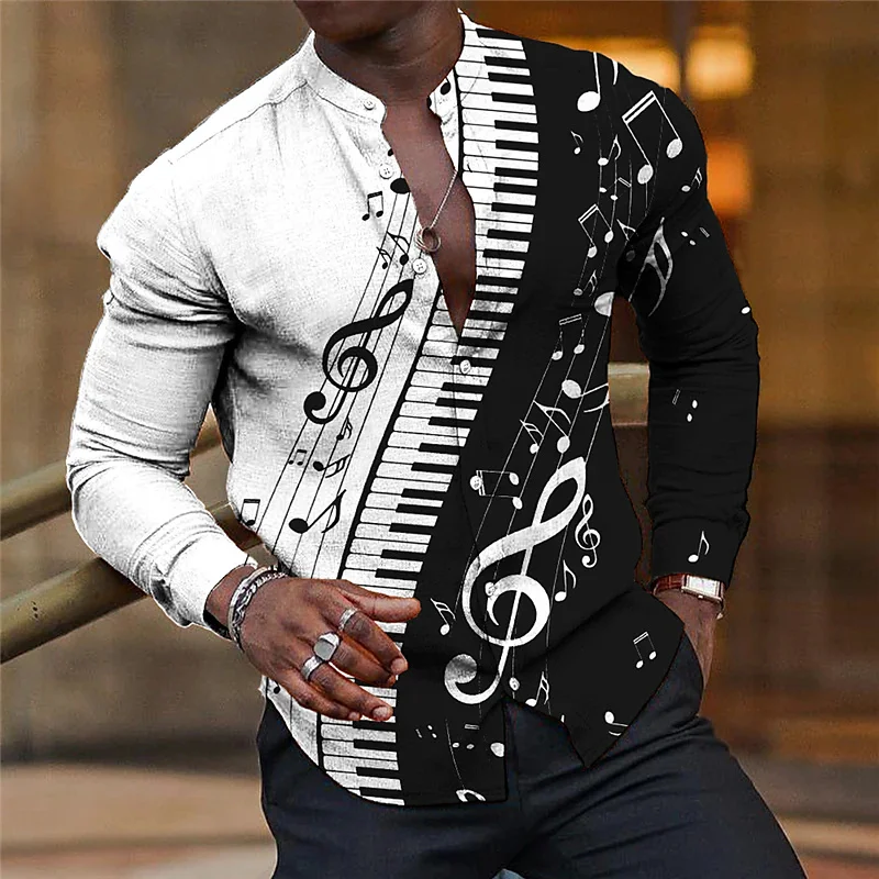 

Music Shirt Stand Collar Men's Casual Party Suit Lined Sports Running High Quality Material Soft Comfortable 2023 New Hot Sale