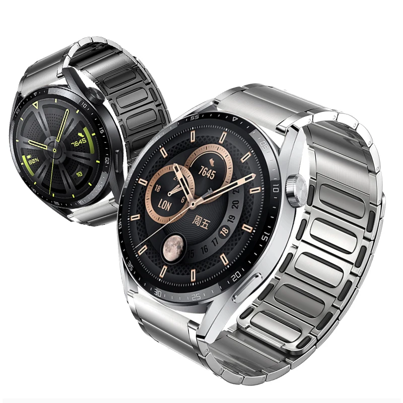 Upgrade Titanium Grey Watch Strap For Huawei GT3 46mm Band 22 mm Stainless Steel Magnetic Chain Correa For GT2 46mm GT2 Pro