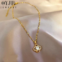 oyjr zircon four leaf clover choker gold color necklace sparkling clavicle chain collar women fashion shiny collarbone chain
