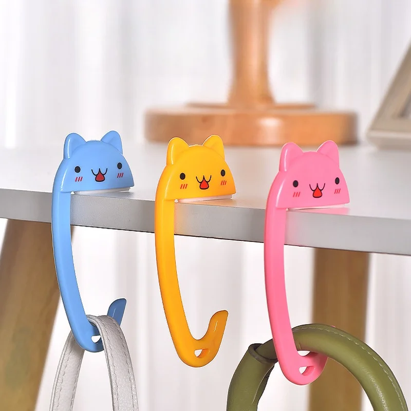 

Hanging Tool Cartoon Student Desk Hook Non Punching Hook Bag Hanger Handbag Holders Desk Organizer Office Desktop