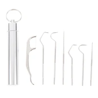 7pcs stainless steel toothpick household travel tooth pick with case oral clean travel seal storage container box case