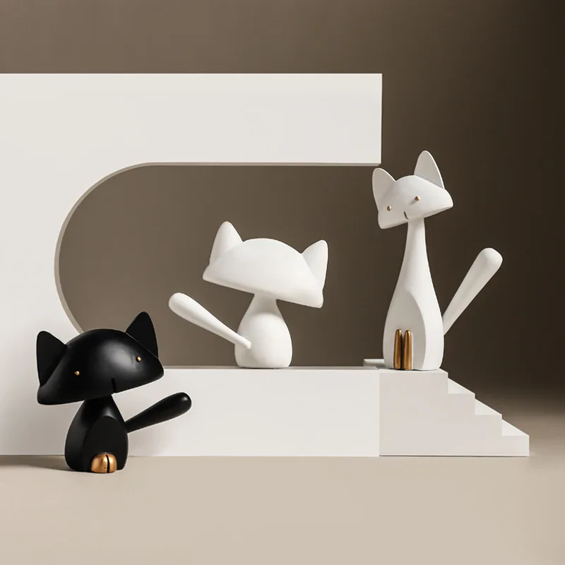 

Animal Resin Ornament Simple Cute Black And White Cat Bedroom Living Room Study Creative Decoration Cartoon Craft Ornament Gift