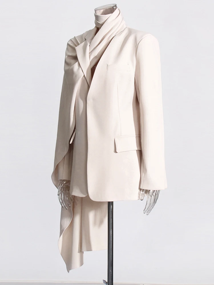 Женский Асимметричный Блейзер однотонный блейзер с отложным воротником и