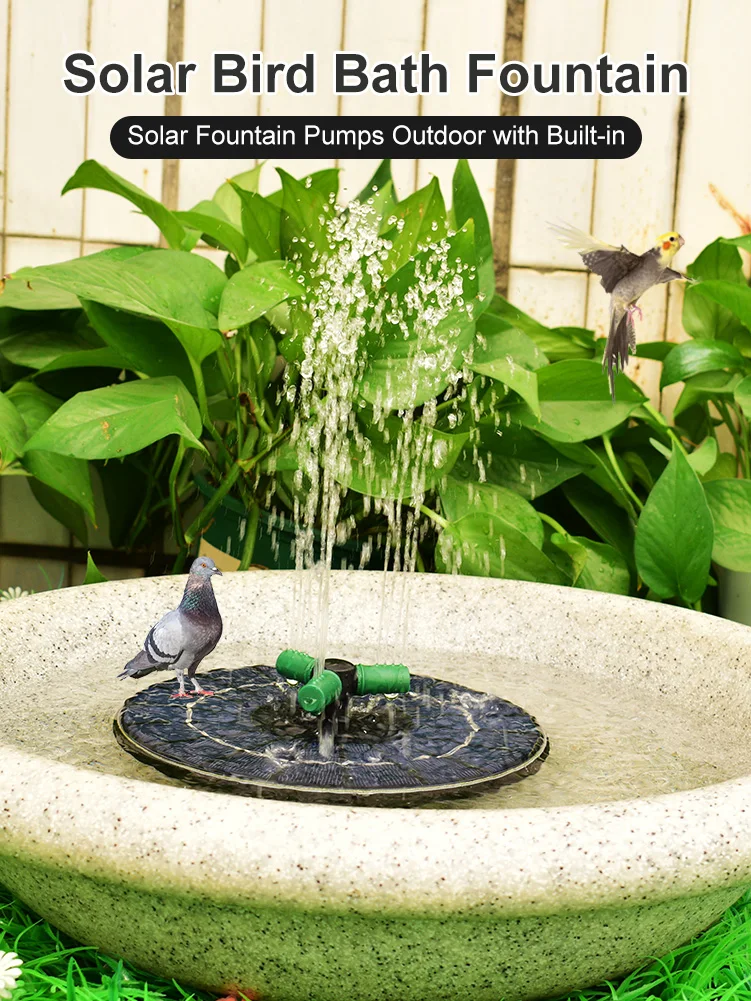 

Solar Bird Bath Fountain 4/6W Solar Fountain Pumps Outdoor Built-in 1500mAh Battery Solar Water Fountain for Garden Pond